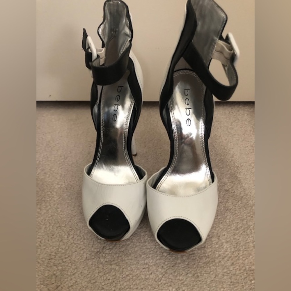 Bebe White & Black Heels